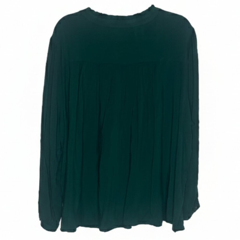 Lane Bryant Ruffle Neck Popover Blouse Top Green Bracelet Sleeve NTW Size 22 - Picture 5 of 8